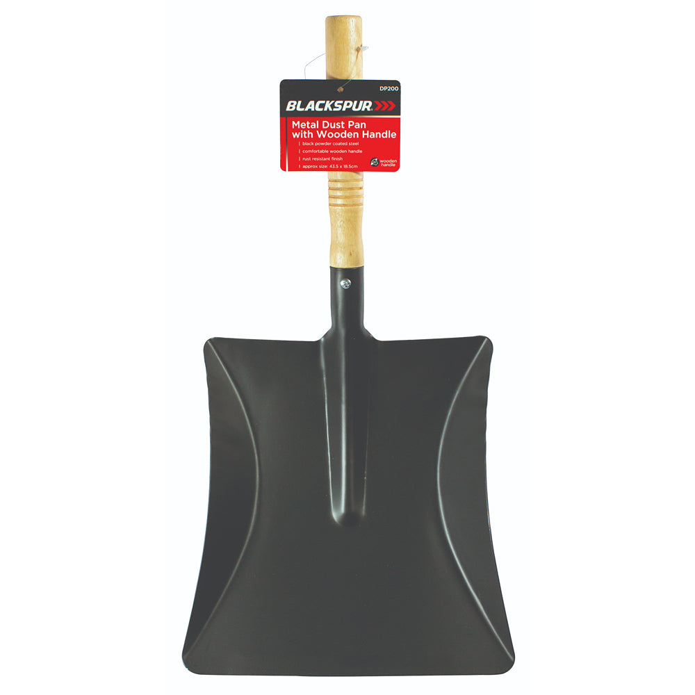 blackspur-metal-dust-pan-with-wooden-handle-18.5cm