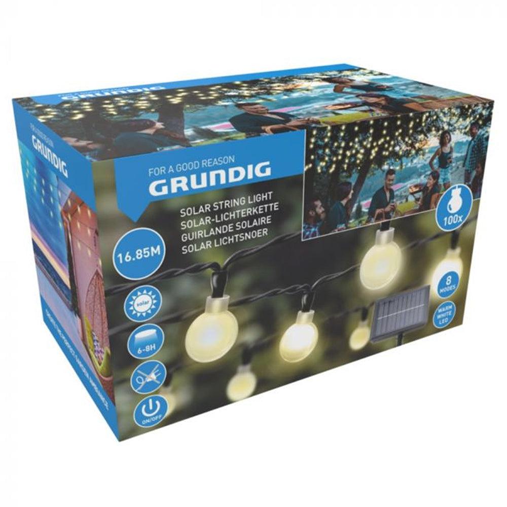 Grundig 100 LED Warm White Solar Powered String Lights | 16m - Choice Stores