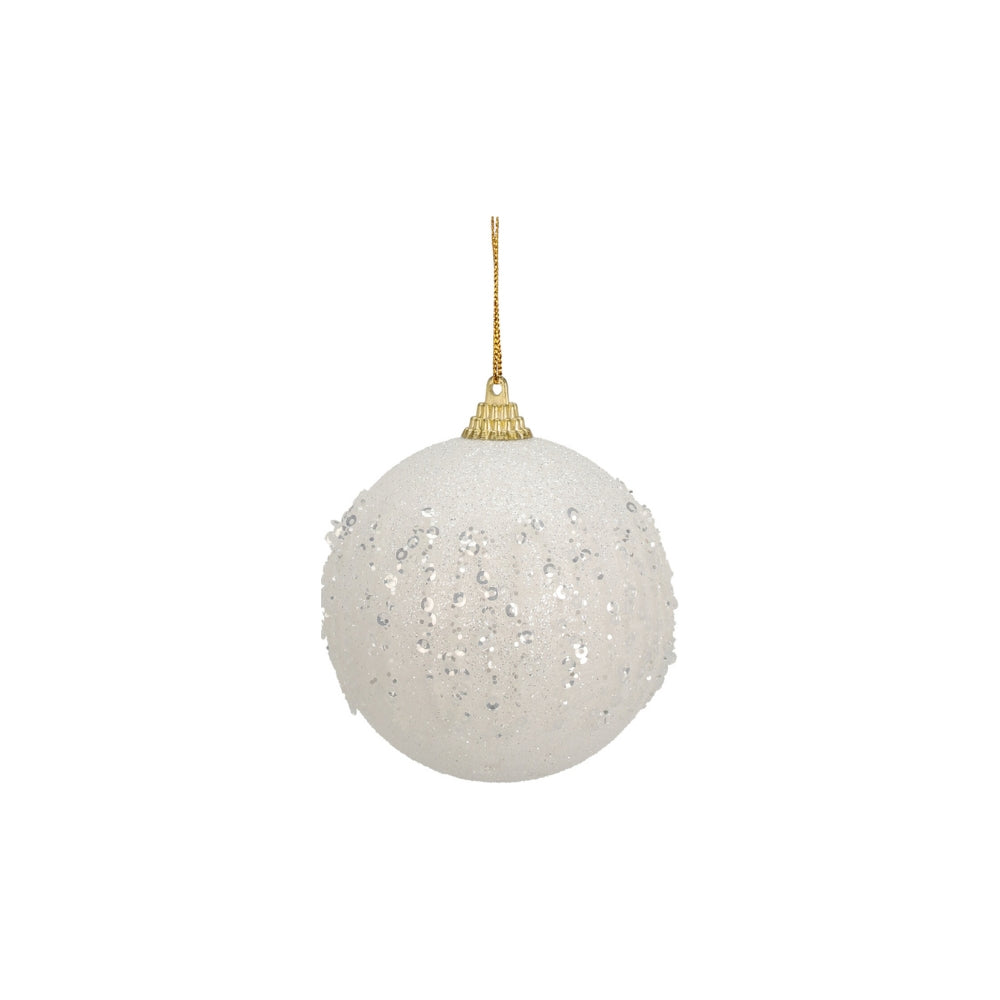round christmas bauble decoration with glitter - 8cm