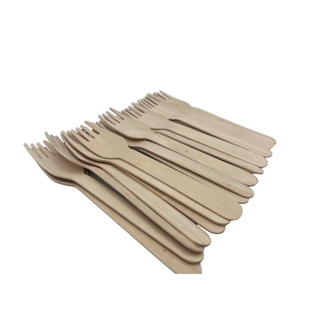 Kingfisher Ecoleaf Natural Wooden Disposable Forks | Pack of 25
