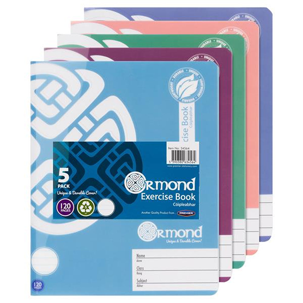 Ormond Durable Cover Exercise Copy Books | 120 Page | Pack of 5