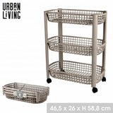 Urban Living Liberty 3 Tier Plastic Trolley | 46.5 x 26 x 58.8cm