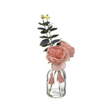 Atmosphera Pink Faux Flower Arrangement in Glass Vase | 30cm, Tassel