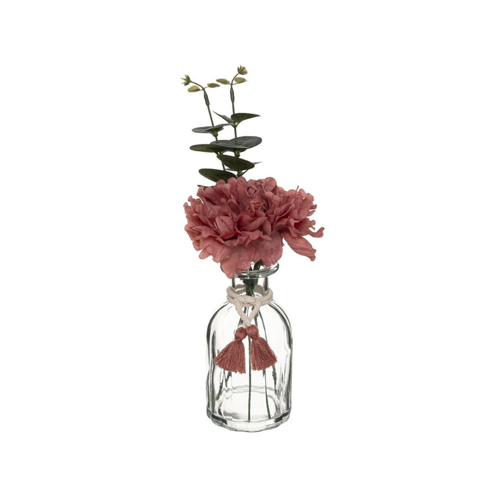 Atmosphera Pink Faux Flower Arrangement in Glass Vase | 30cm, Tassel