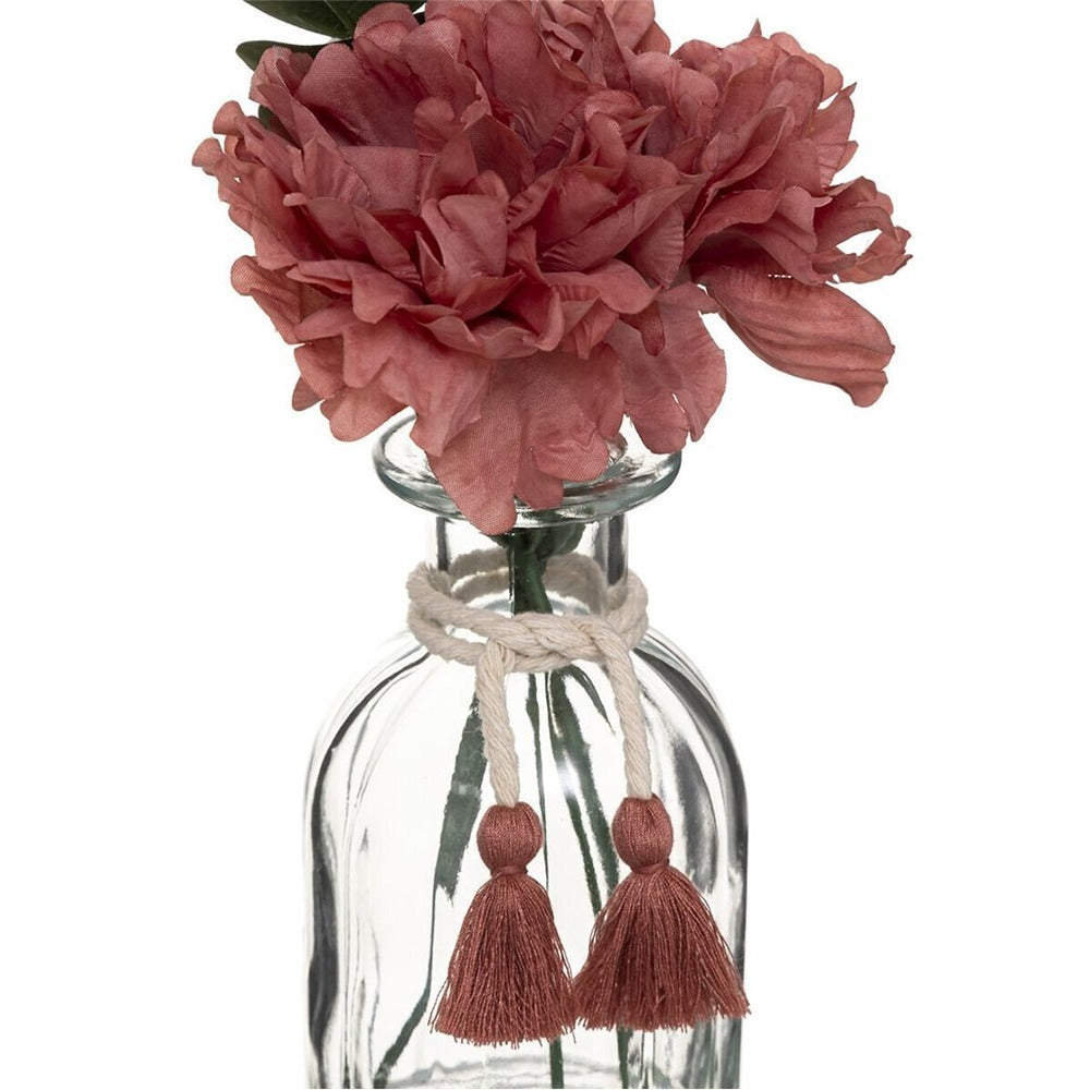 Atmosphera Pink Faux Flower Arrangement in Glass Vase | 30cm, Tassel