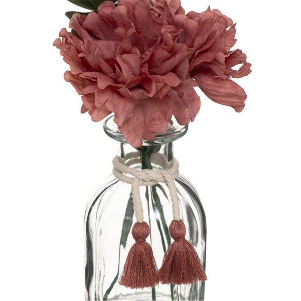 Atmosphera Pink Faux Flower Arrangement in Glass Vase | 30cm, Tassel