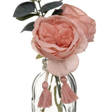 Atmosphera Pink Faux Flower Arrangement in Glass Vase | 30cm, Tassel