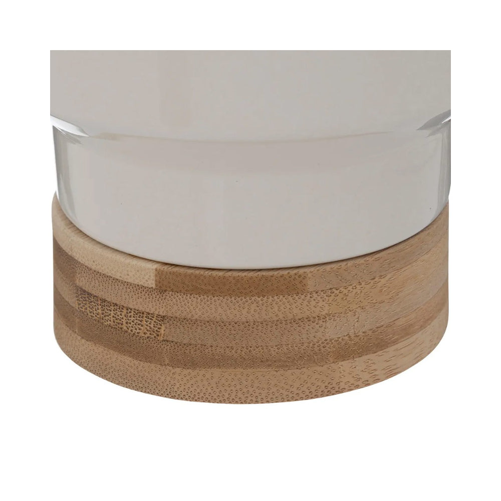 Atmosphera Faux Plant in Ceramic Pot | White, 26cm, Wood-Effect Base