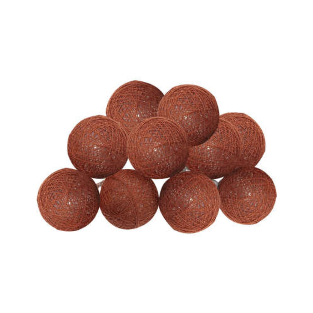 Atmosphera Terracotta LED Ball String Light | Ten String-Wrapped Balls