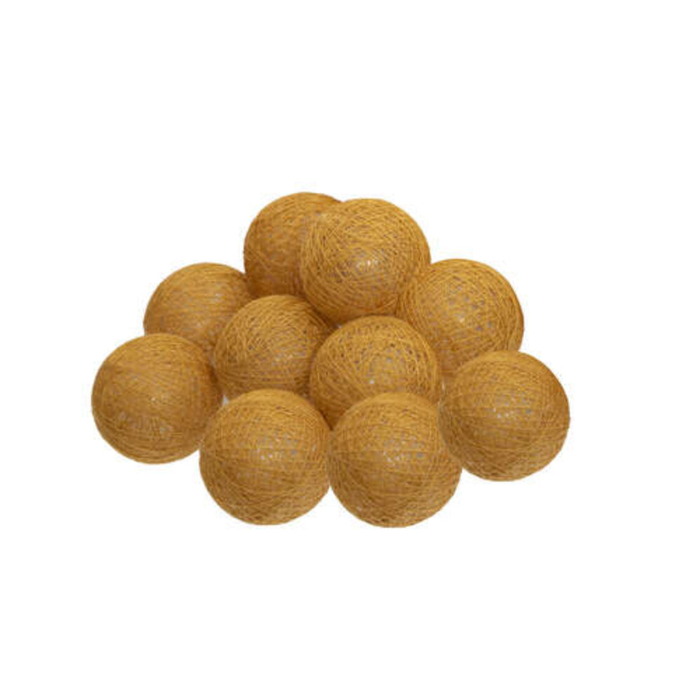 Atmosphera Ocre LED Ball String Lights | Ten Balls, Hand-Woven Spheres