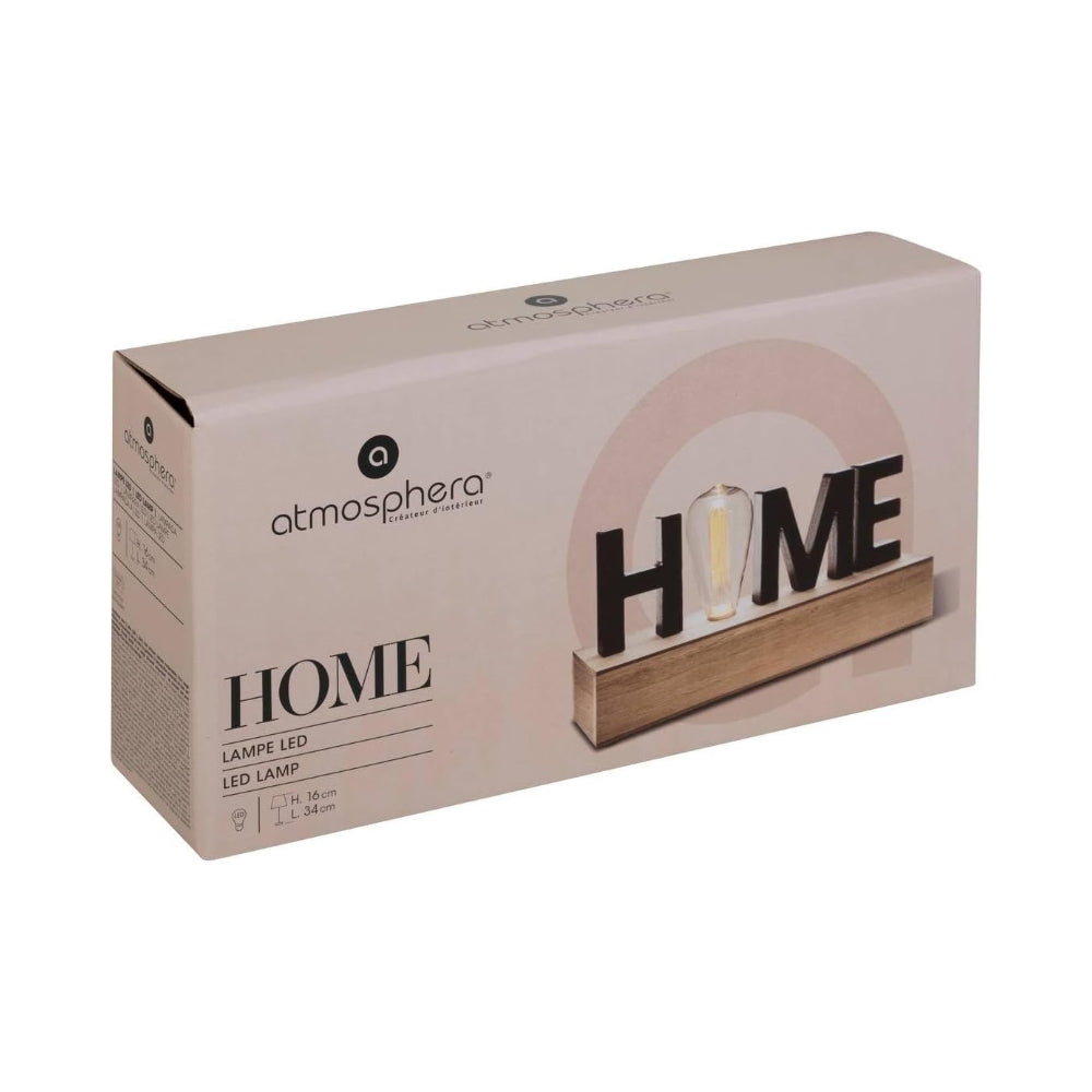 Atmosphera LED HOME Word Plaque | Black, 34cm, Tabletop, Freestanding