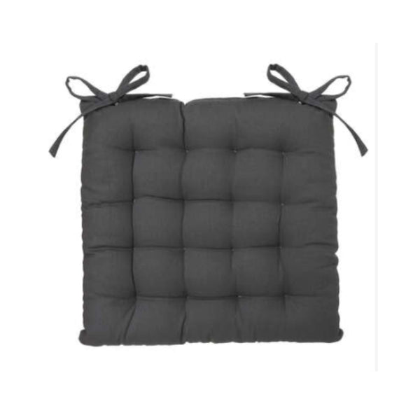 Atmosphera Dark Grey Tufted Seat Pad Cushion | 38 x 38cm, Ties