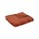 Atmosphera Terracotta Plush Leaf Pattern Throw | 125 x 150cm