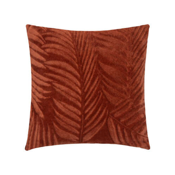 Atmosphera Soft-Touch Textured Leaf Cushion | Terracotta, 40 x 40cm