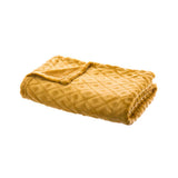 Atmosphera Diamond Embossed Throw Blanket | Ochre, 125 x 150cm