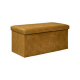 Atmosphera Foldable Storage Ottoman Stool | Ochre, Padded Lid