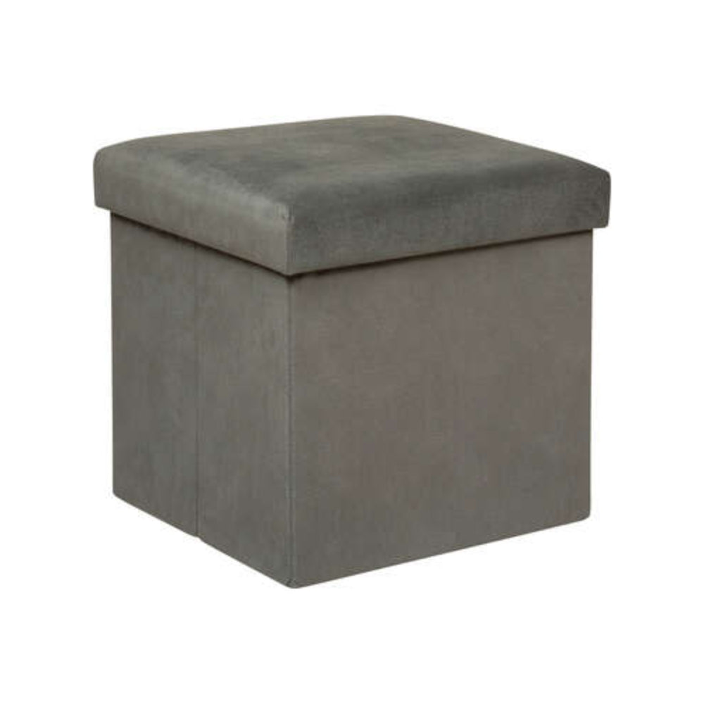 Atmosphera Grey Storage Cube Seat Ottoman | Lift-Off Lid, Hidden Storage