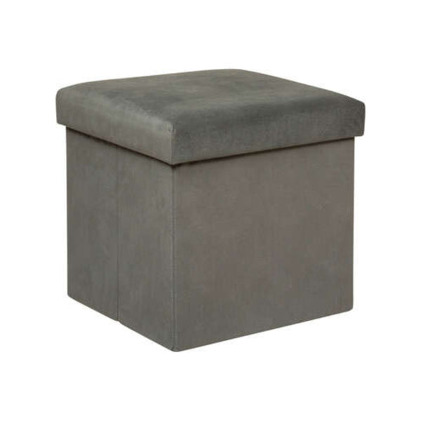 Atmosphera Grey Storage Cube Seat Ottoman | Lift-Off Lid, Hidden Storage