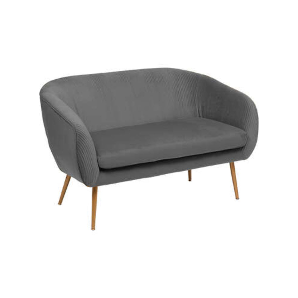 Atmosphera Solaro 2 Seater Sofa | Grey, Ribbed Upholstery, Tapered Legs