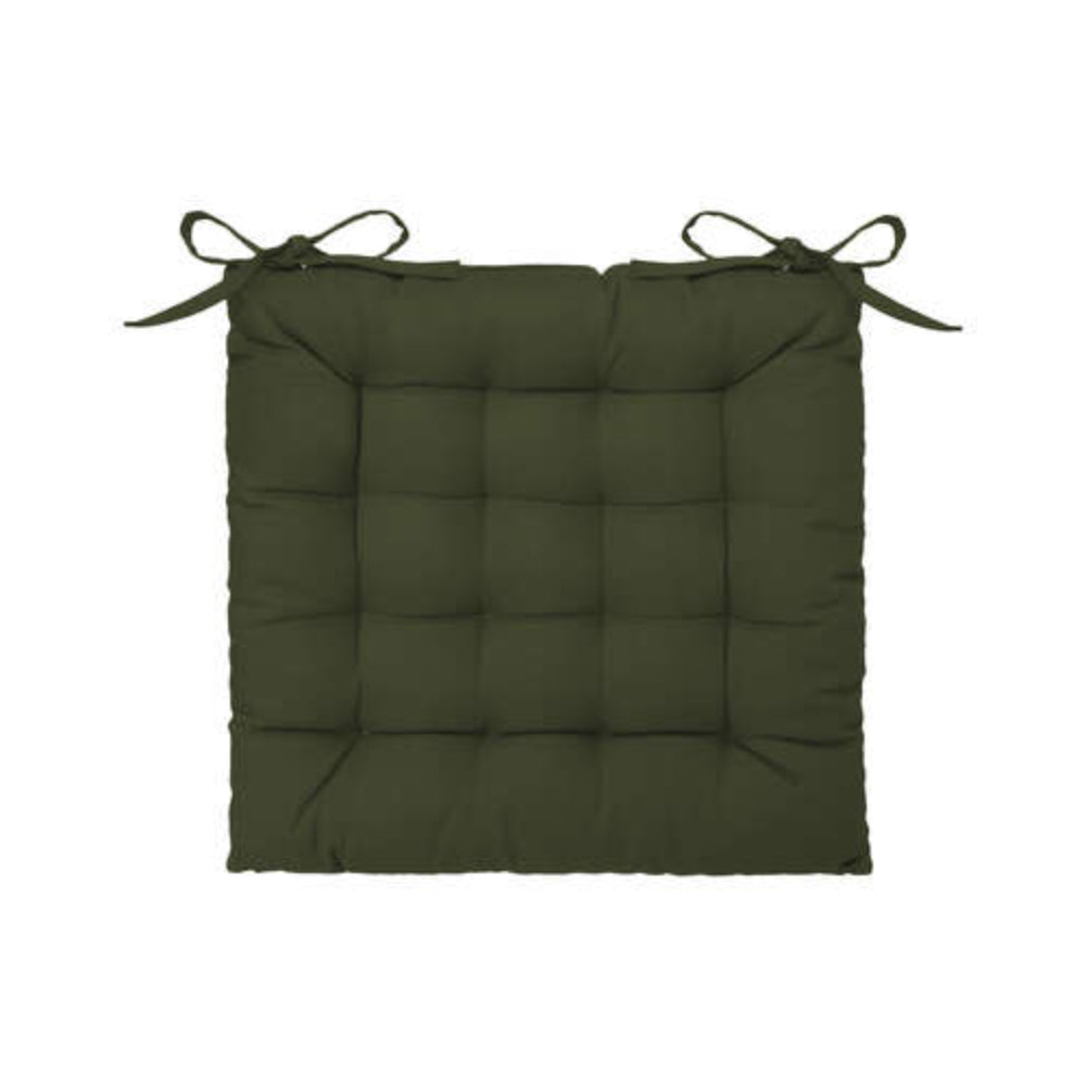 Atmosphera Quilted Square Seat Pad Cushion | Khaki, 38 x 38cm