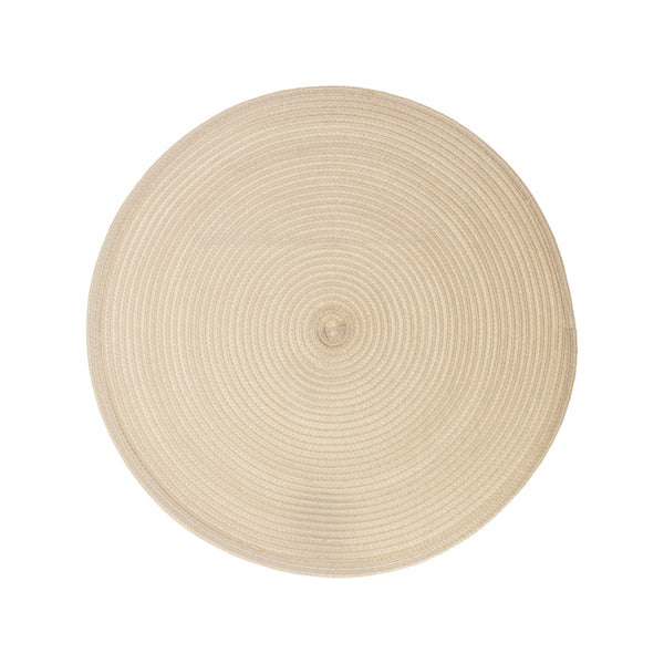 Secret de Gourmet Braided Round Placemat | Beige, Woven Spiral Design