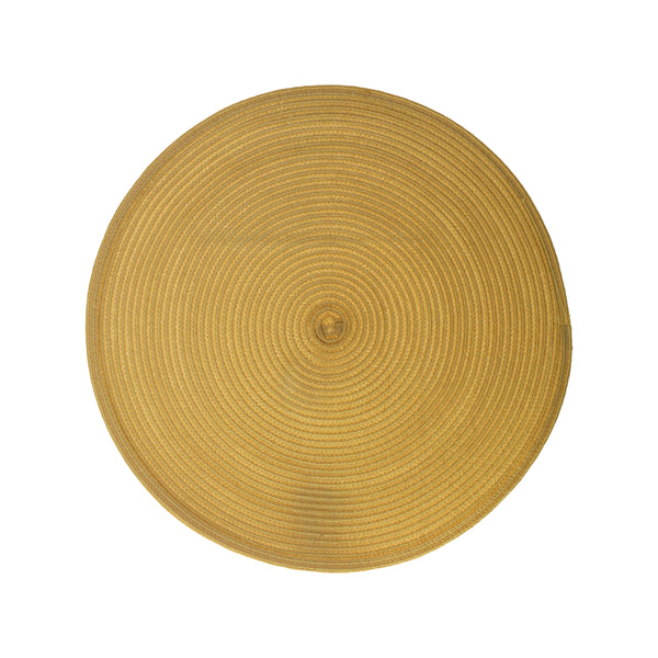 Secret de Gourmet Spiral Weave Braided Round Placemat | Mustard
