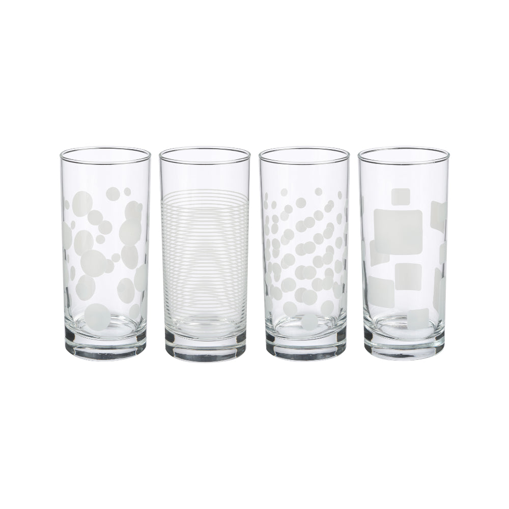 Secret de Gourmet Highball Tumbler Glasses | Pack of 4, 48cl, Assorted Patterns