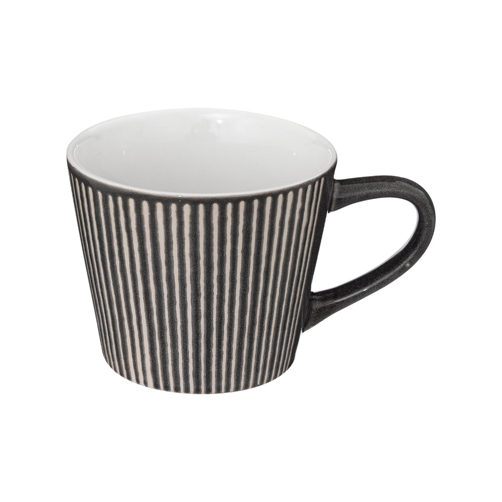 Secret de Gourmet Maya Grey Striped Mug | 40cl, Textured Finish
