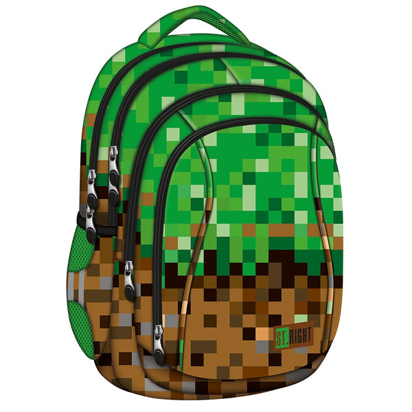 Supreme Gamer Pixel Backpack - 17 Inch Green & Brown