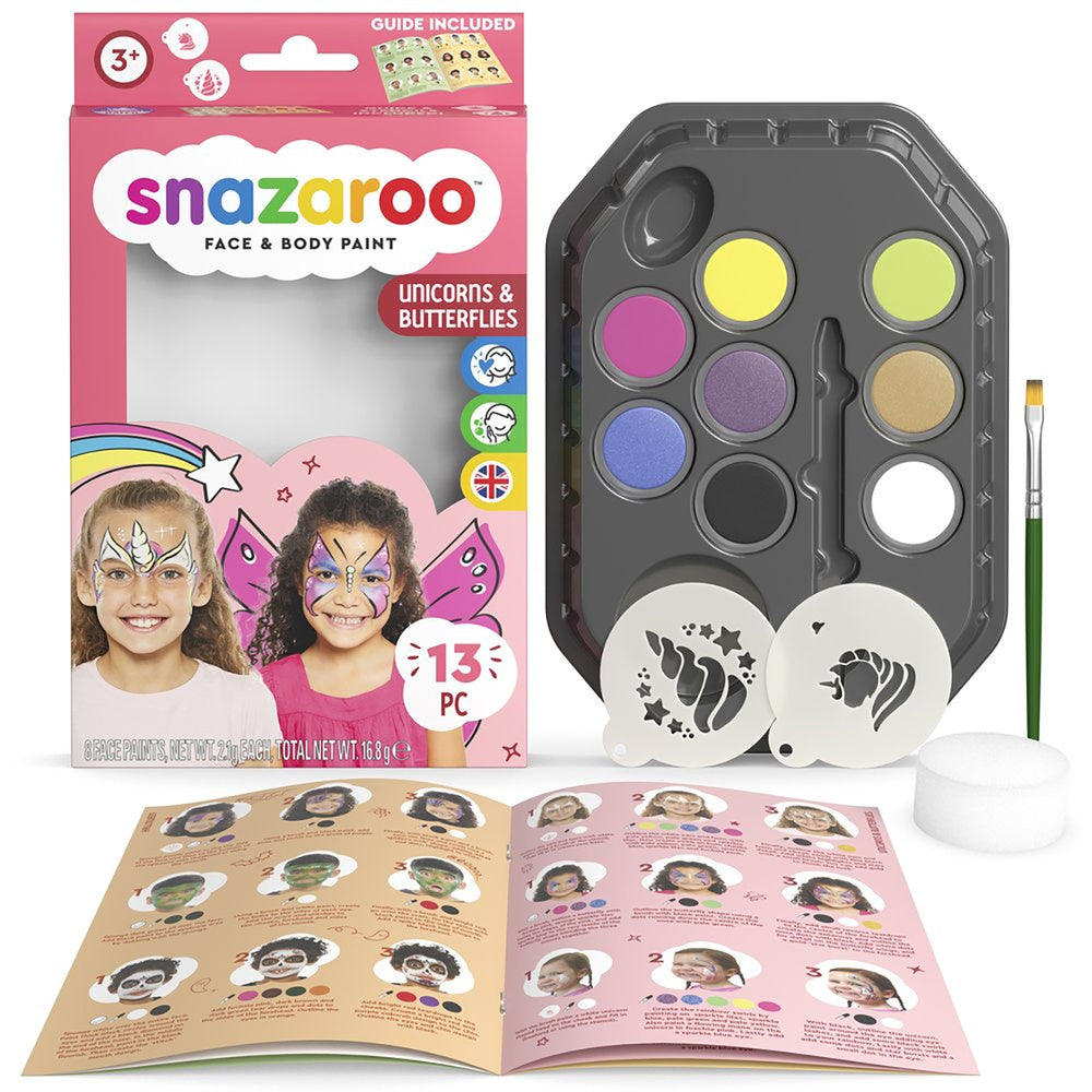Snazaroo Unicorn & Butterfly Face Paint Kit - 13 Piece