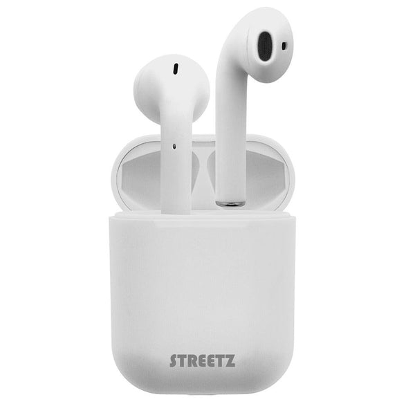 STREETZ White True Wireless Earbuds | Compact Charging Case