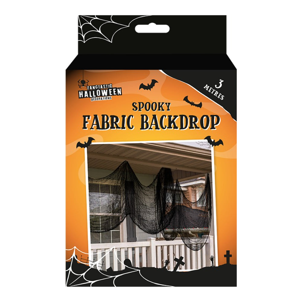 Halloween Black Distressed Fabric Backdrop - 3m, Web-Like Design