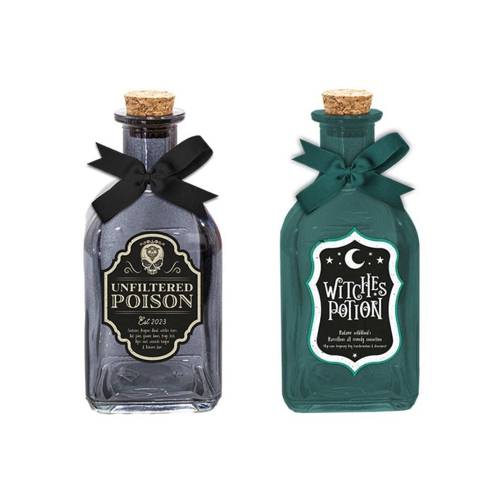 Halloween Glass Decorative Potion Bottles - Assorted Colours and Designs