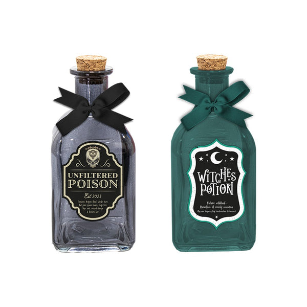 Halloween Glass Decorative Potion Bottles - Assorted Colours and Designs