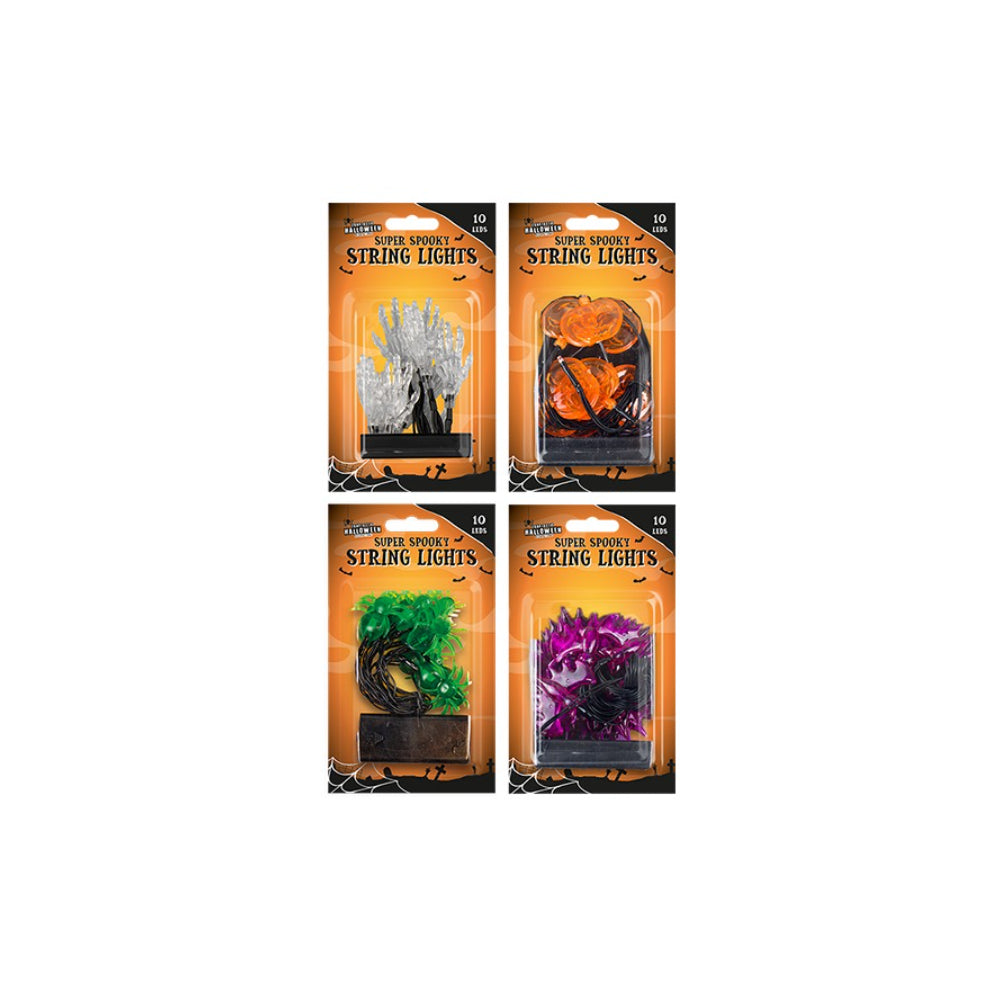 Spooky Novelty Halloween LED String Lights - 10 LEDs, Assorted Designs