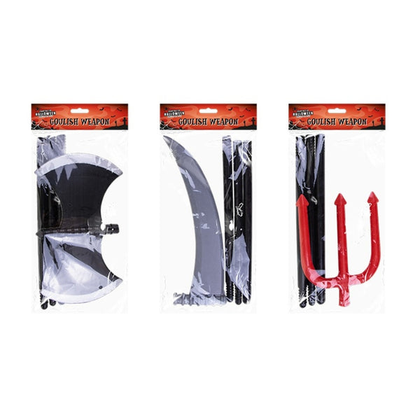 Halloween Costume Weapon Props - Assorted Axe, Scythe and Trident Designs