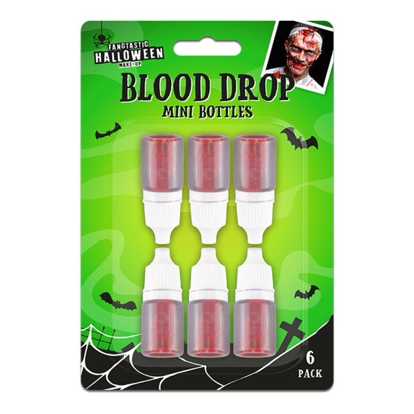 Halloween Fake Blood Dropper Bottles Make-Up Set - Pack of 6, Rich Red