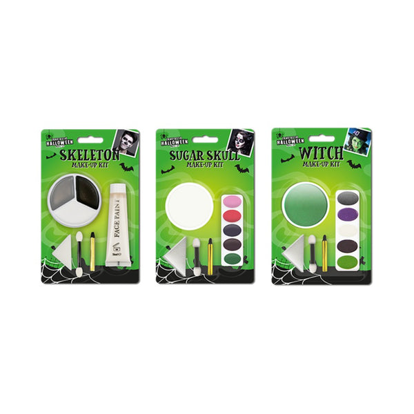 Halloween Character Face Paint Make-Up Kit - Assorted Designs, Applicators