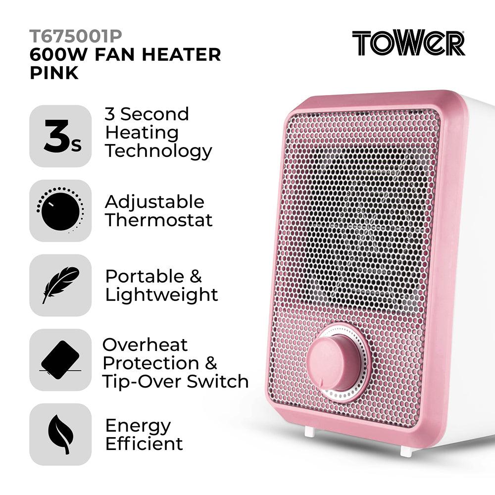 Tower Fan Heater | Assorted Colours | 600W