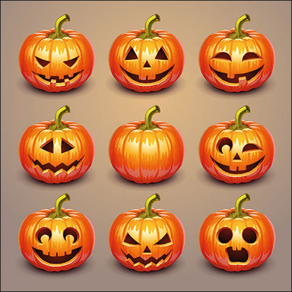 Ambiente Halloween Pumpkin Paper Napkins | Assorted Jack-o'-Lantern Faces