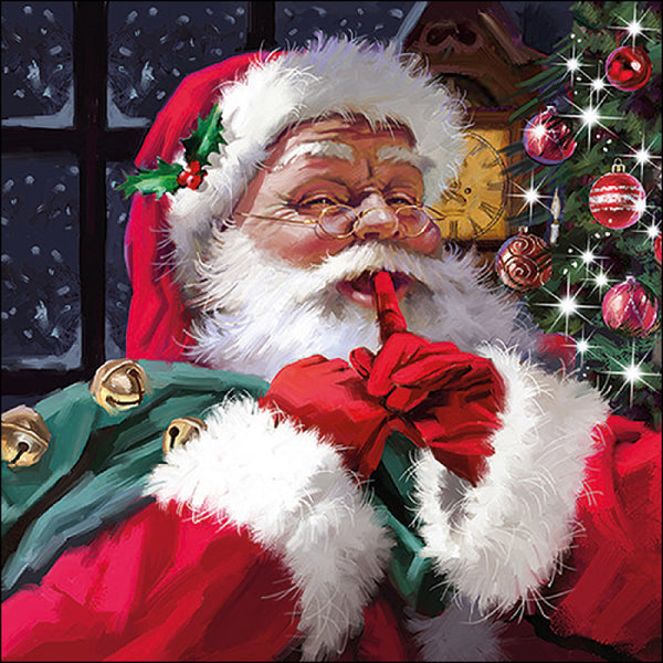 Ambiente Hush Hush Santa Claus Christmas Napkin | Festive Illustration