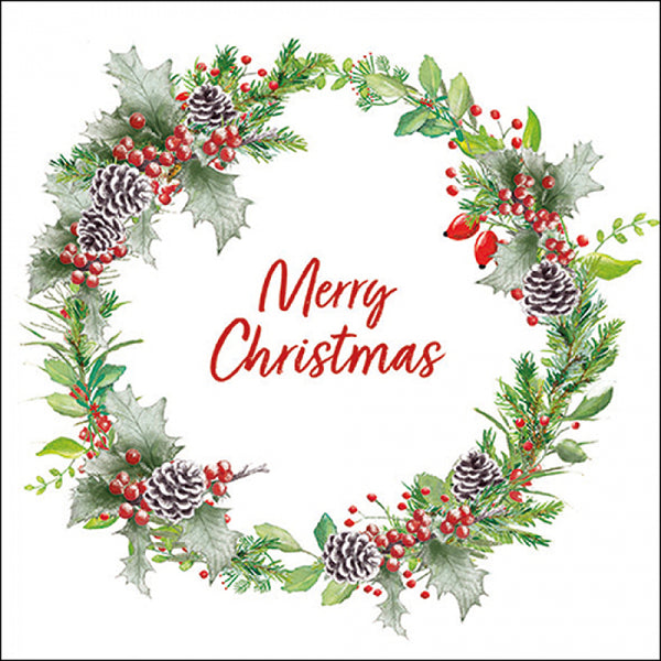 Ambiente Holiday Wreath Napkin - Merry Christmas