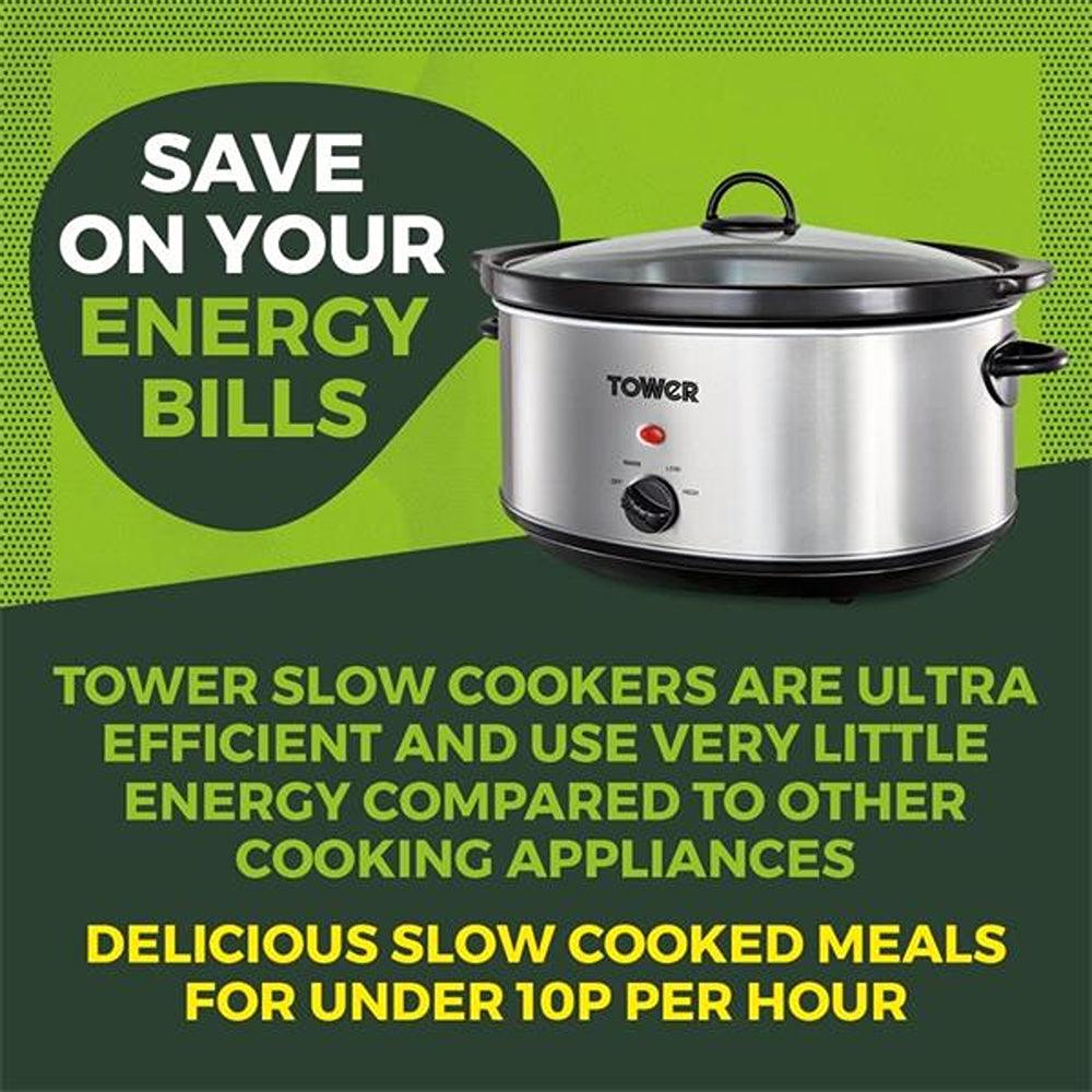 Tower Stainless Steel Slow Cooker | 6.5L