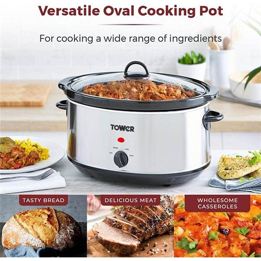 Tower Stainless Steel Slow Cooker | 6.5L