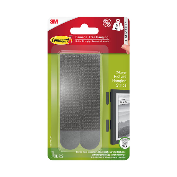 Command XL Black Picture Hanging Strips | Pack of 4 | Damage-Free & Secure