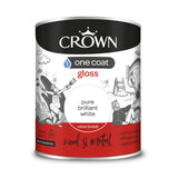 Crown Paint One Coat Gloss Pure Brilliant White Paint | 750ml, Wood and Metal