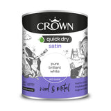 Crown Paint Quick Dry Satin Brilliant White Wood & Metal Paint | 750ml
