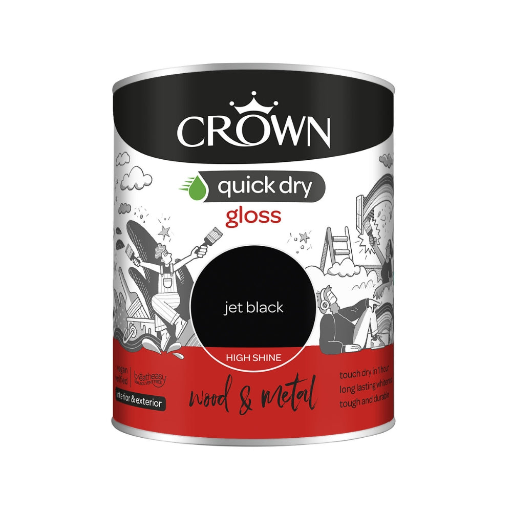 CR Quick Dry Gloss Paint - Jet Black, 750ml