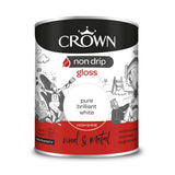 Crown Paint Non Drip Pure Brilliant White Gloss Paint | 750ml