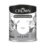 Crown Paint Quick Dry Wood & MDF Primer and Undercoat | White, 750ml